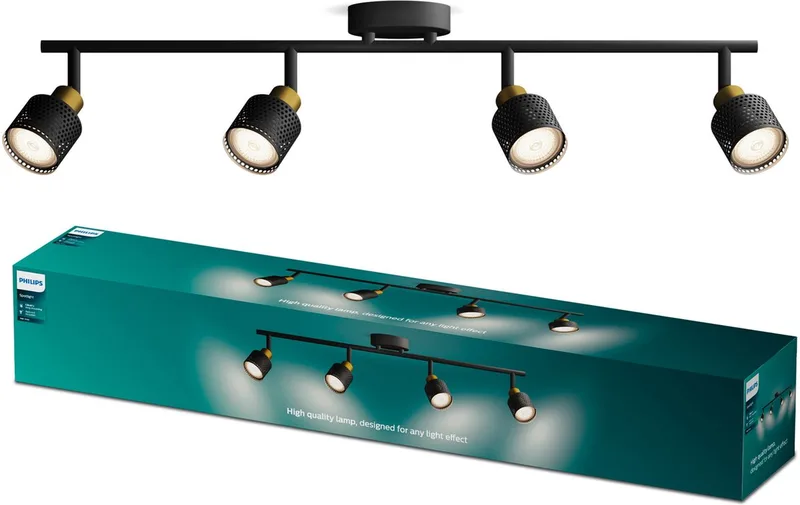 Niall 8720169300132 Spot de plafond GU10 noir, or de Philips – photo produit