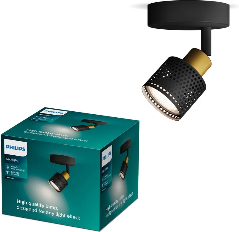 Niall 8720169300071 Spot de plafond GU10 noir, or de Philips en Or – photo produit