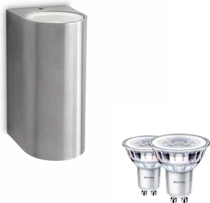 Nightingale Wandlamp voor Buiten Up & Down - Buitenlamp - GU10 - Warmwit Licht - Niet Dimbaar de Philips en Roestvrij Staal – photo produit