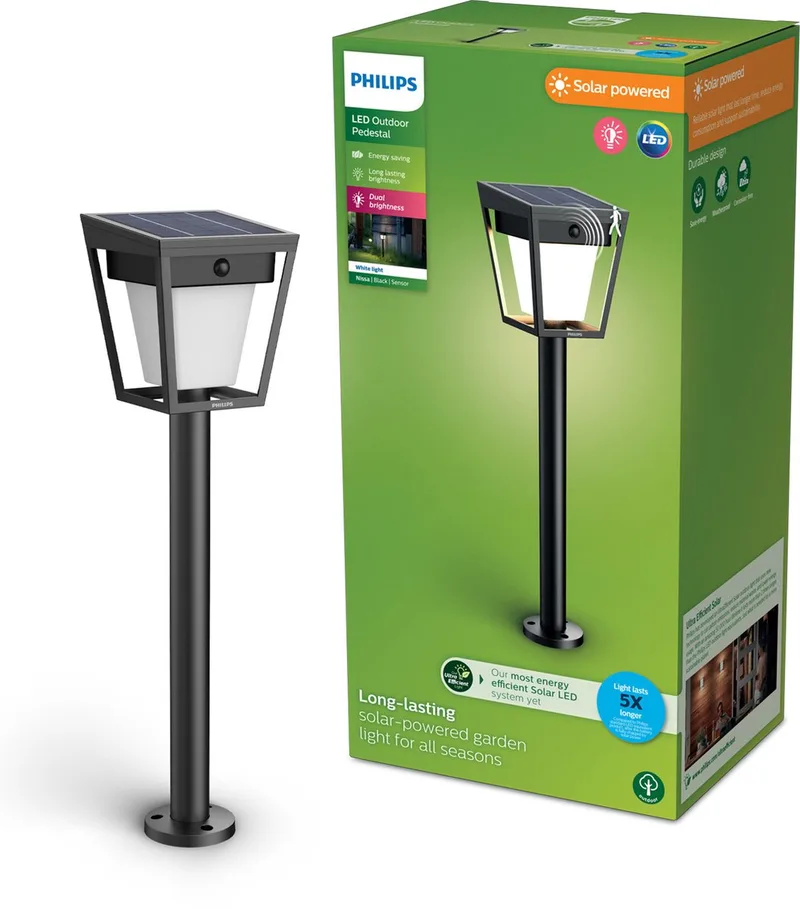 LED 929004632001 Nissa Solcells-utomhusmarkbelysning LED LED fast installerad 1.8 W Svart från Philips i Svart – produktbild
