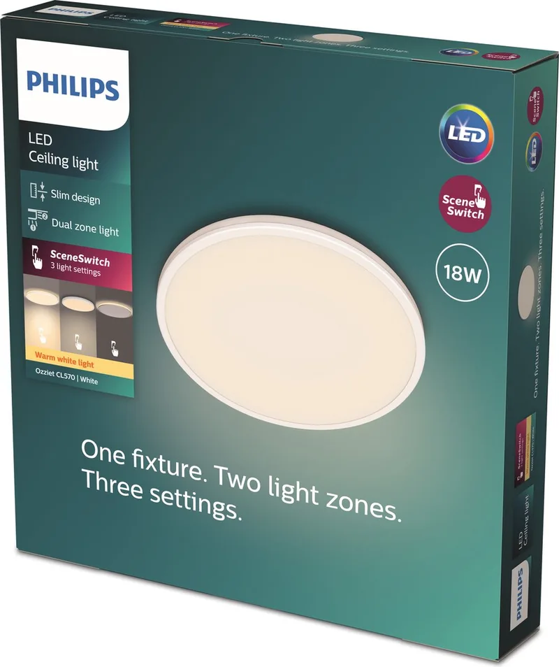Ozziet plafondlamp - rond - 18W 27K van Philips in Wit – productfoto
