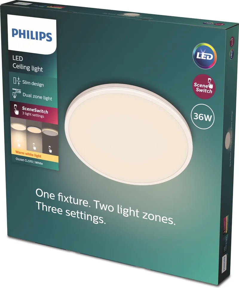 Ozziet plafondlamp - rond - 36W 27K von Philips in Weiß – Produktfoto