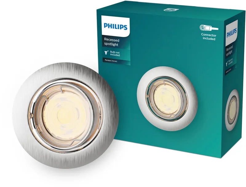 Peridot inbouwspot - GU10 fitting - Rond - Richtbare spot de Philips en Nikkel – photo produit