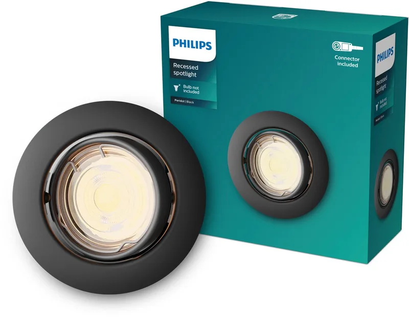 Peridot inbouwspot - GU10 fitting - Rond - Richtbare spot by Philips in Black – product photo