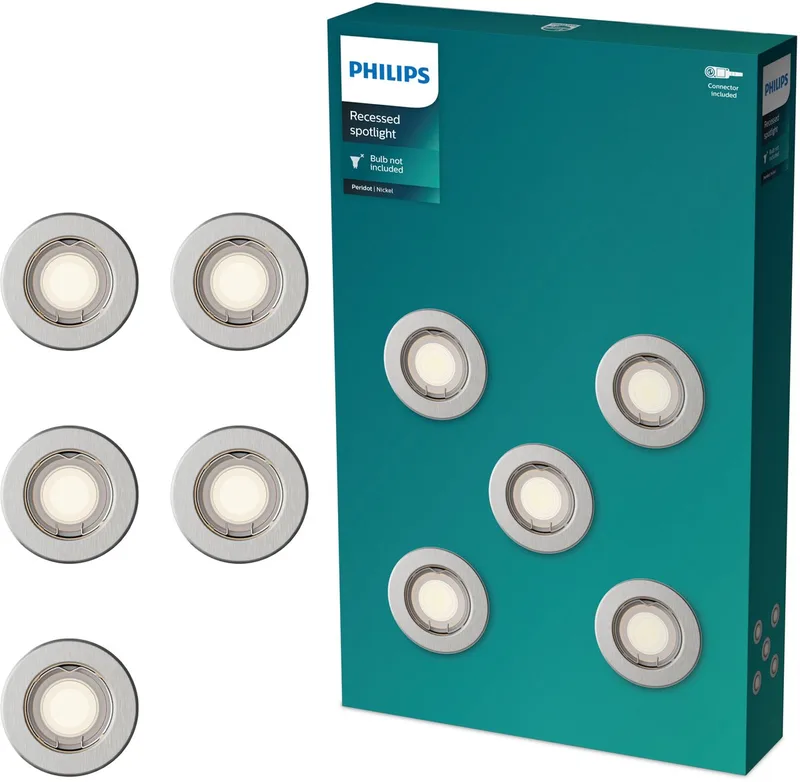 Peridot inbouwspot - GU10 fitting - Rond - Vaste kop - 5-pack de Philips en Nikkel – photo produit
