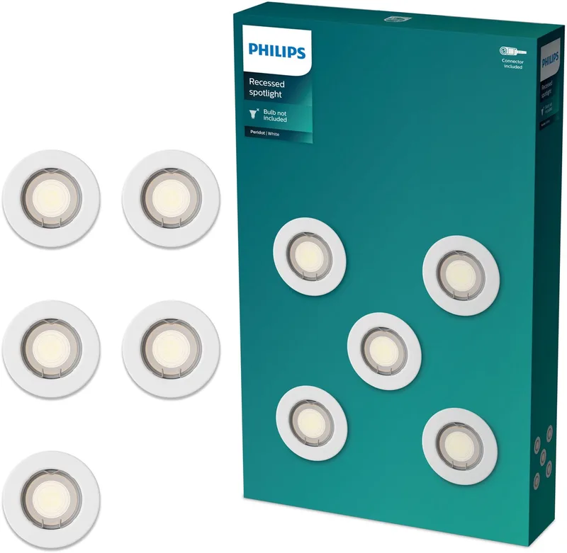 Peridot inbouwspot - GU10 fitting - Rond - Vaste kop - 5-pack by Philips in White – product photo