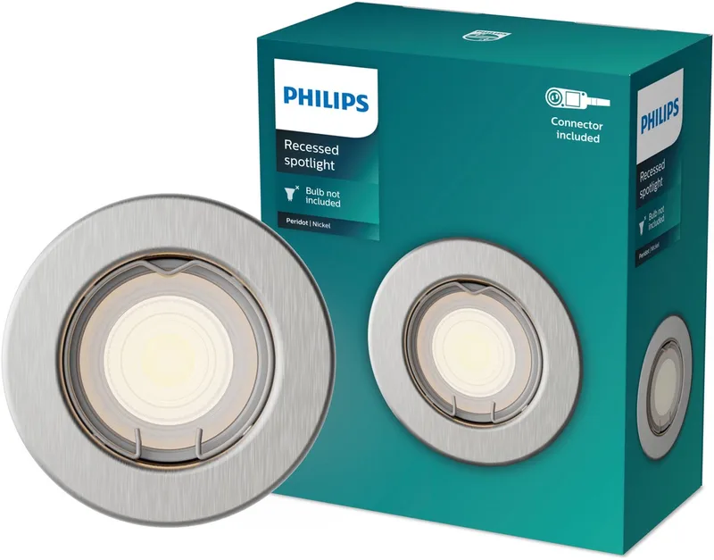 Peridot inbouwspot - GU10 fitting - Rond - Vaste kop de Philips en Nikkel – photo produit