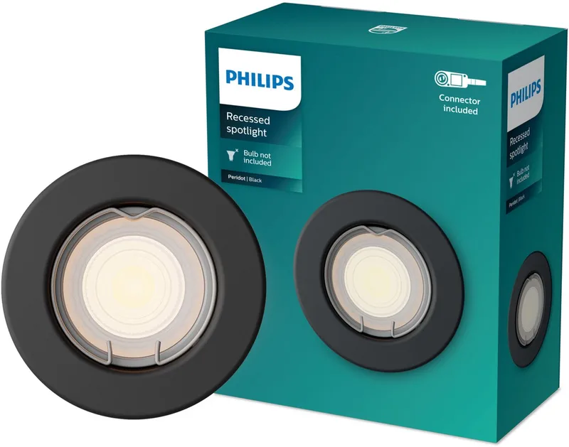 Peridot inbouwspot - GU10 fitting - Rond - Vaste kop de Philips en Noir – photo produit