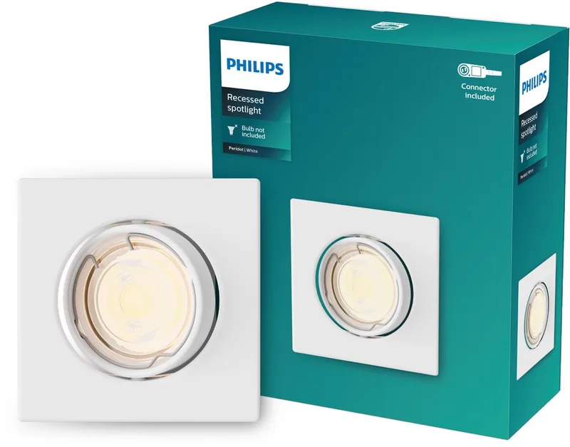 Peridot inbouwspot - GU10 fitting - Vierkant - Richtbare spot de Philips en Blanc – photo produit
