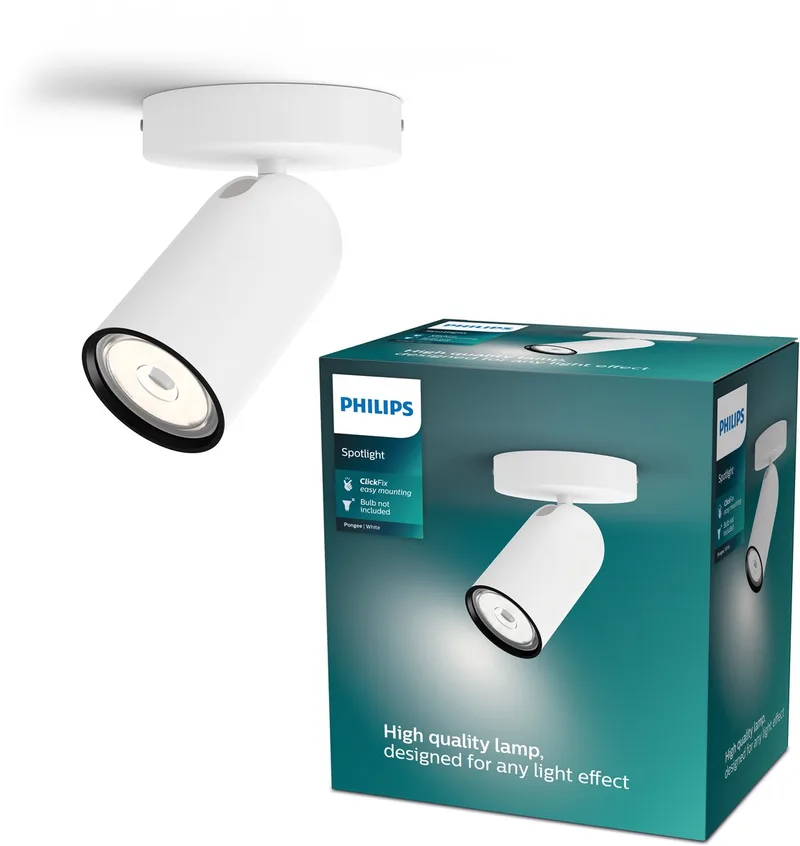 Pongee opbouwspot - 1-lichts von Philips in Weiß – Produktfoto