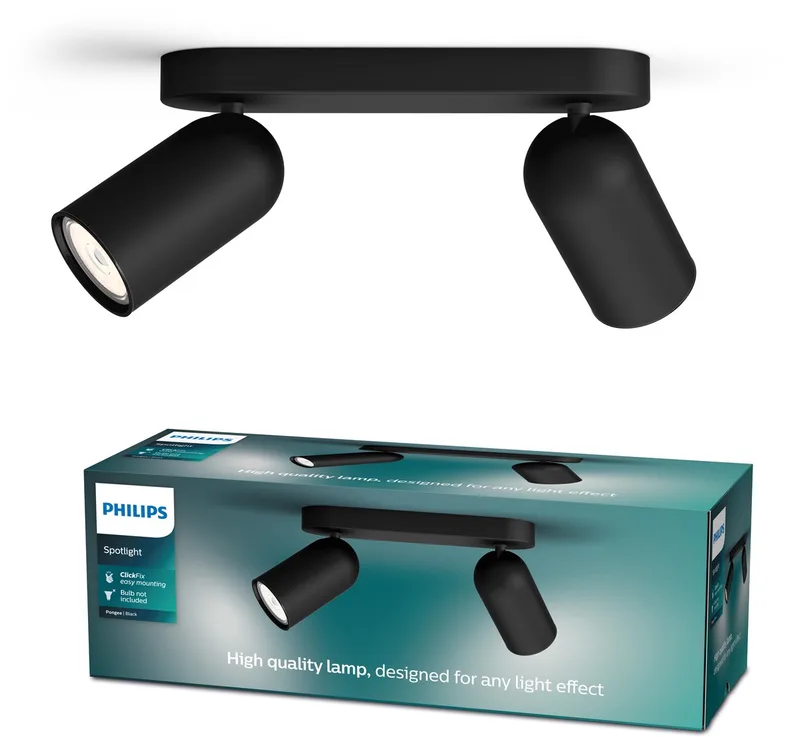 Pongee opbouwspot - 2-lichts från Philips i Svart – produktbild