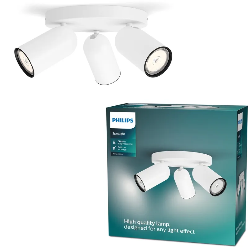 Pongee opbouwspot - 3-lichts van Philips in Wit – productfoto