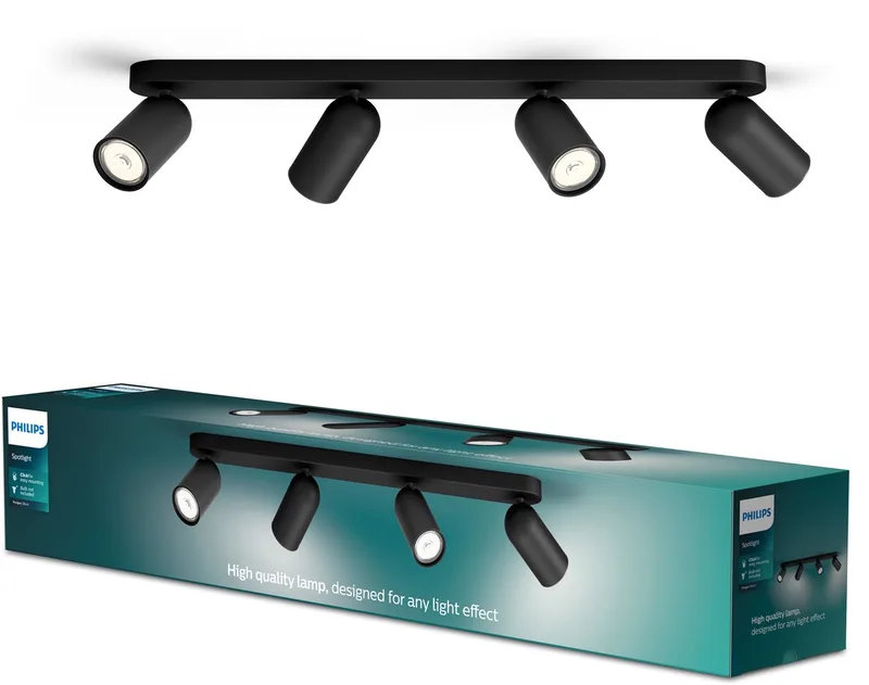 Pongee opbouwspot - 4-lichts von Philips in Schwarz – Produktfoto