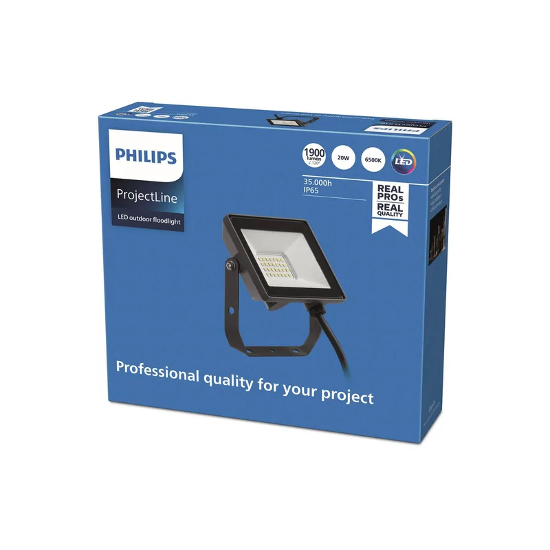 ProjectLine udendørs LED-spot 6.500K 20W fra Philips i Sort, Helder – produktbillede