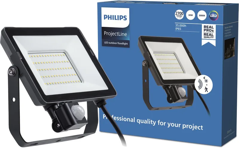 ProjectLine udendørs spotlampe Sensor 3000K 30W fra Philips i Sort – produktbillede
