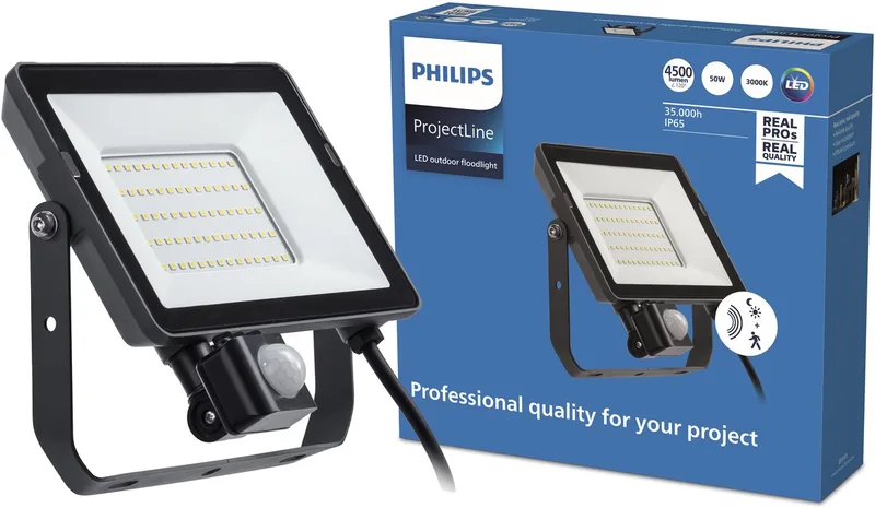 ProjectLine utomhus spotlampa Sensor 3000K 50W från Philips i Svart – produktbild