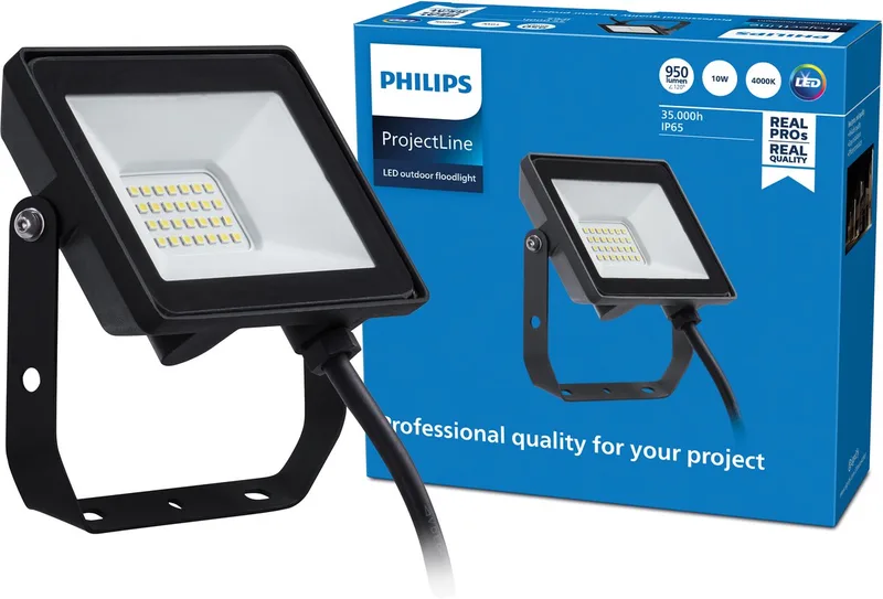 ProjectLine straler 10W koel wit licht - 4000K van Philips in Zwart – productfoto