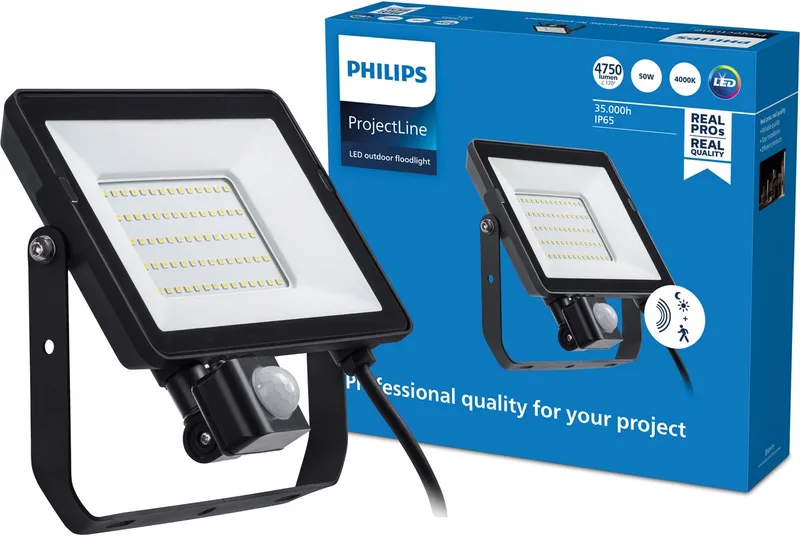 ProjectLine straler 50W koel wit licht - 4000K - Geïntegreerde bewegingssensor de Philips en Noir – photo produit