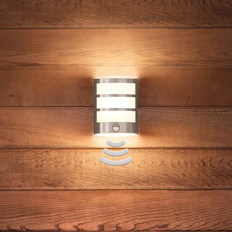 Python LED-sensor buiten wandlamp roestvrij staal från Philips i Roestvrij staal, Wit gesatineerd – produktbild