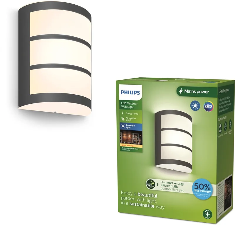 LED udendørs væglampe Python UE, antracit fra Philips i Anthraciet – produktbillede