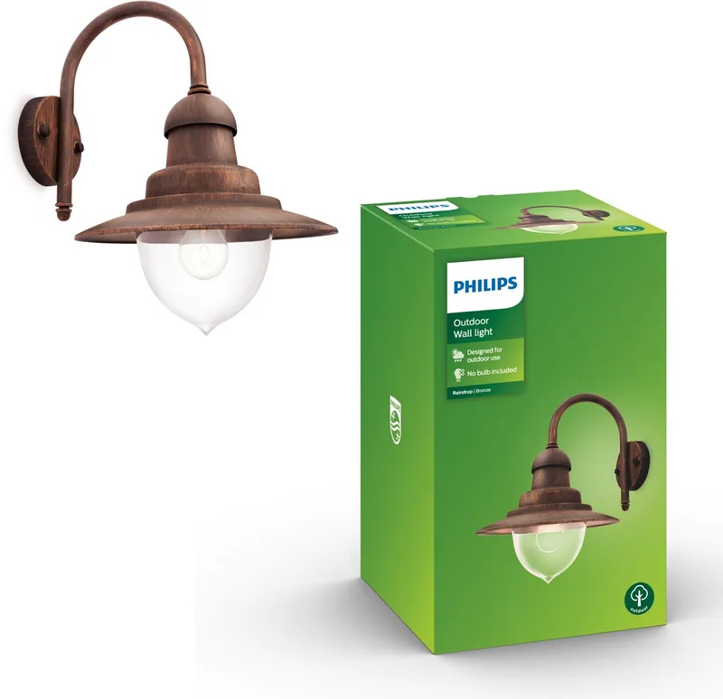 Raindrop buitenwandlamp - 1-lichts von Philips in Bronze – Produktfoto