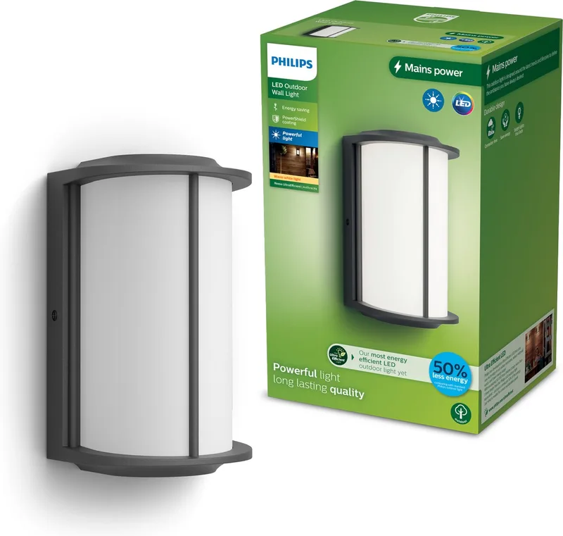 Reese Wandlamp - UltraEfficient LED - Buitenlamp - 4.3W - Warmwit licht; 2700K by Philips in Anthracite – product photo
