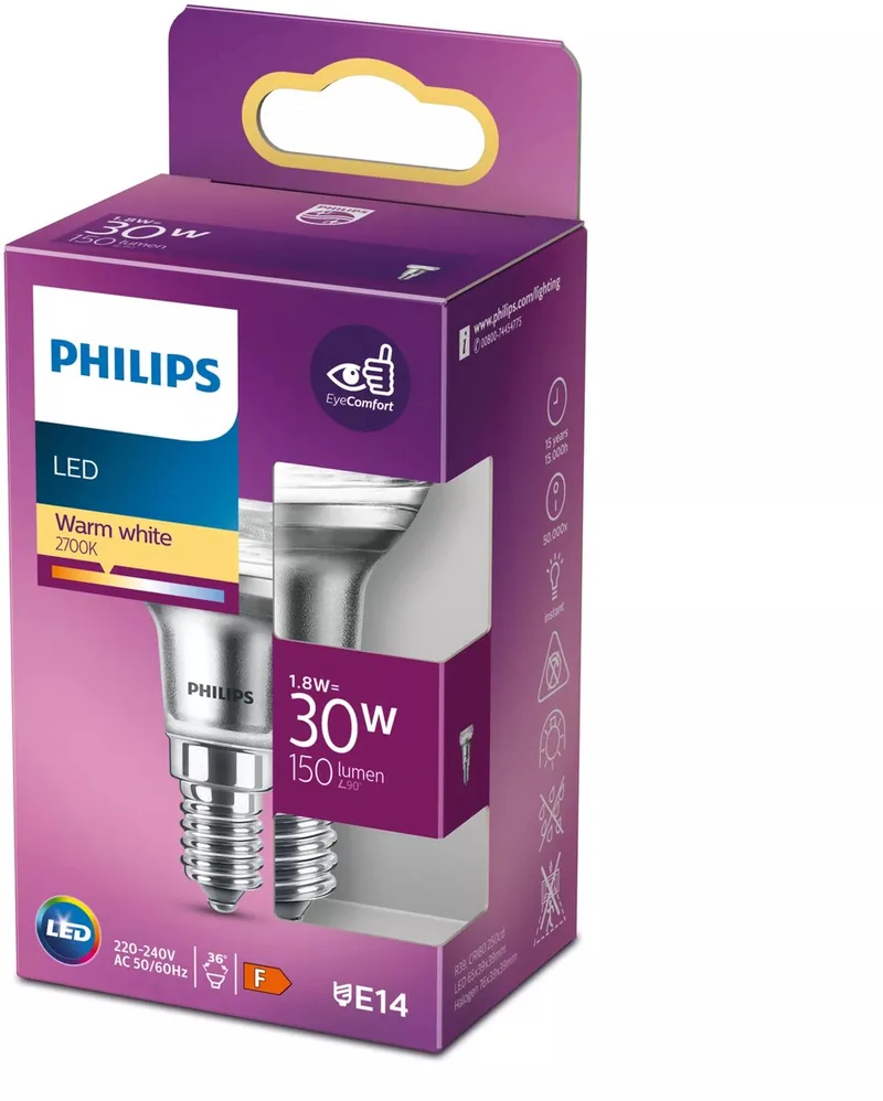 LED-reflektor Philips E14 1,8W 827R39 från Philips – produktbild