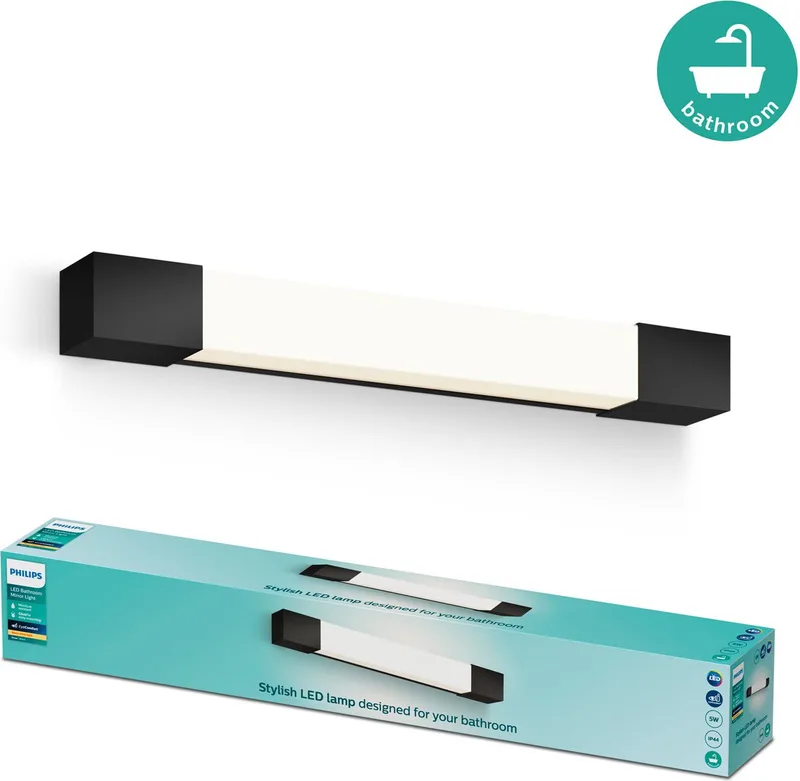 Rover 8720169300255 Plafonnier LED pour salle de bain 5 W blanc chaud noir de Philips en Noir – photo produit
