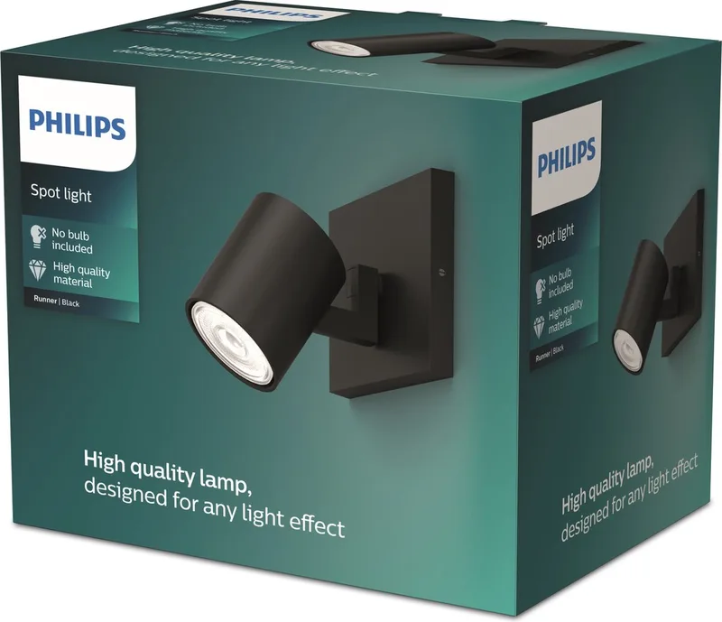 Runner opbouwspot - 1-lichts by Philips in Black – product photo