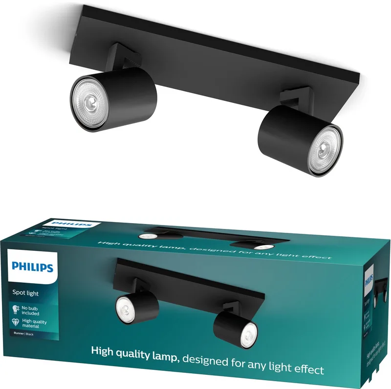 Runner opbouwspot - 2-lichts van Philips in Zwart – productfoto