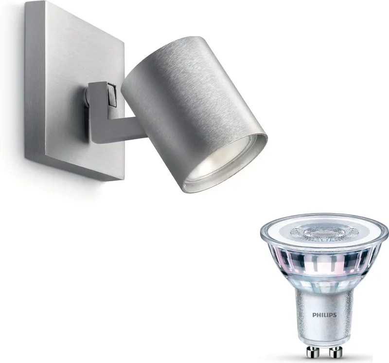 Runner Opbouwspot - Warmwit Licht - Wandspot of Plafondspot met 1 Lichtpunt - GU10 - Niet Dimbaar van Philips in Aluminium – productfoto