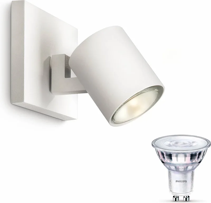 Runner Opbouwspot - Warmwit Licht - Wandspot of Plafondspot met 1 Lichtpunt - GU10 - SceneSwitch - Eenvoudig Dimbaar met Je Klassieke Schakelaar från Philips i Vit – produktbild