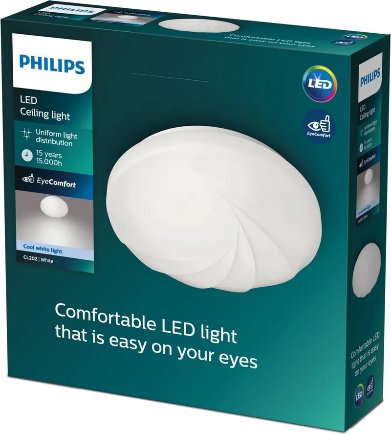 Plafonnier 17w 1900 Lumens 4000k Shell Led 35 Cm de Philips en Blanc – photo produit