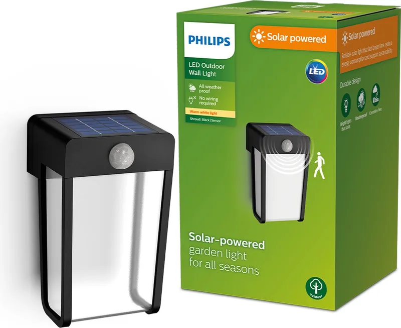 Shroud solar wandlamp - met helder lichtelement fra Philips i Gennemsigtig – produktbillede