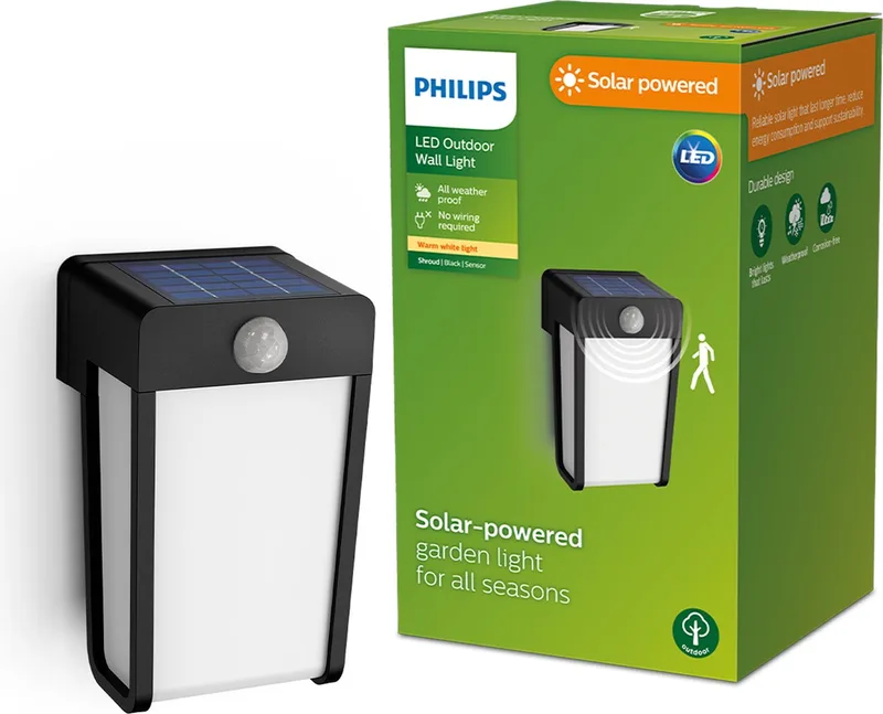 Shroud solar wandlamp - met opaal lichtelement by Philips in Black – product photo