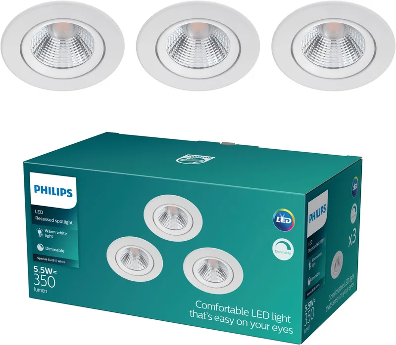 Sparkle inbouwspot - 3-lichts van Philips in Wit – productfoto