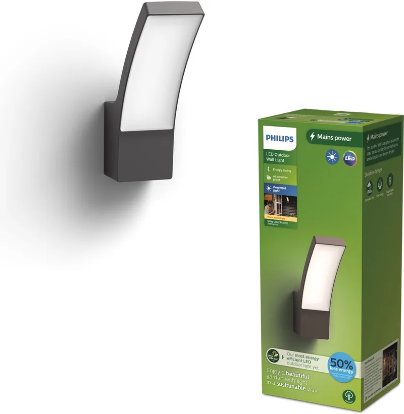 LED udendørs væglampe Splay UE fra Philips i Antracit – produktbillede