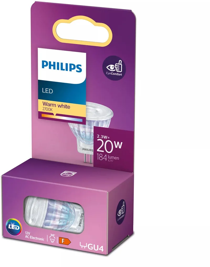 Spot, 20 W, GU4, warm white light by Philips – product photo