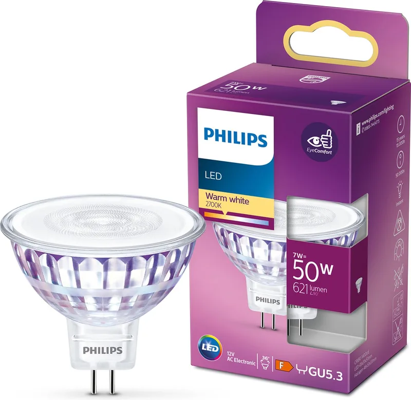 Spot 50W GU5.3 Warm Wit Licht från Philips – produktbild