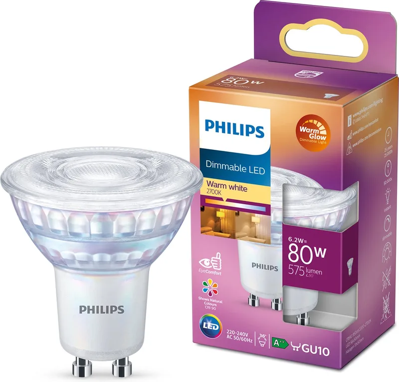 LED-reflektor GU10 PAR16 6,2W WarmGlow fra Philips – produktbillede