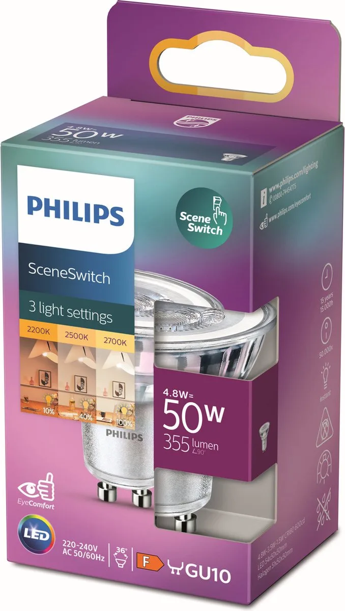 Spot SceneSwitch - 50 W - GU10 - warmwit licht de Philips – photo produit