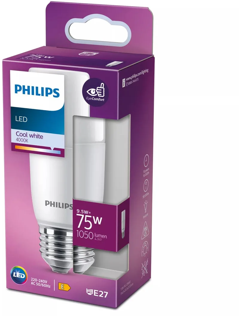 Staaf Mat - 75 W - E27 - koelwit licht van Philips – productfoto