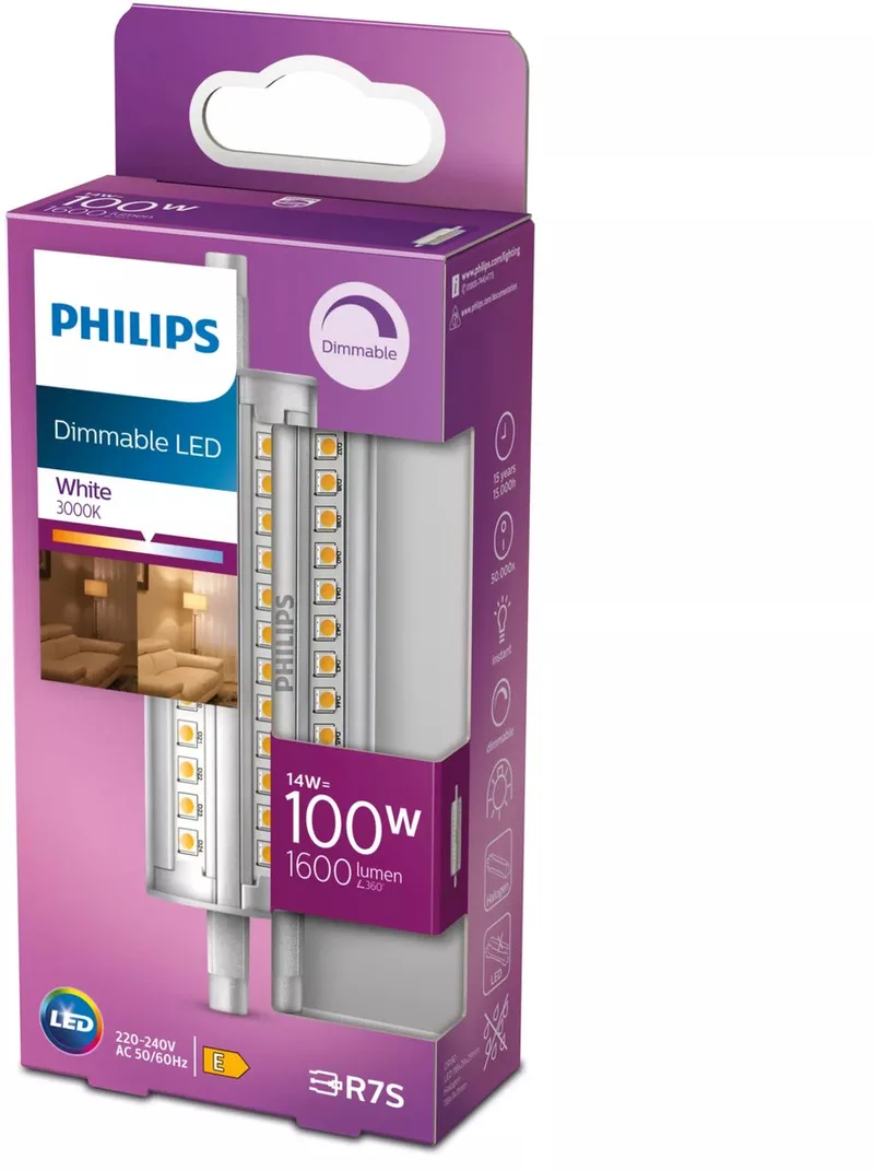 R7s 14W 830 LED-stav, dæmpbar fra Philips – produktbillede