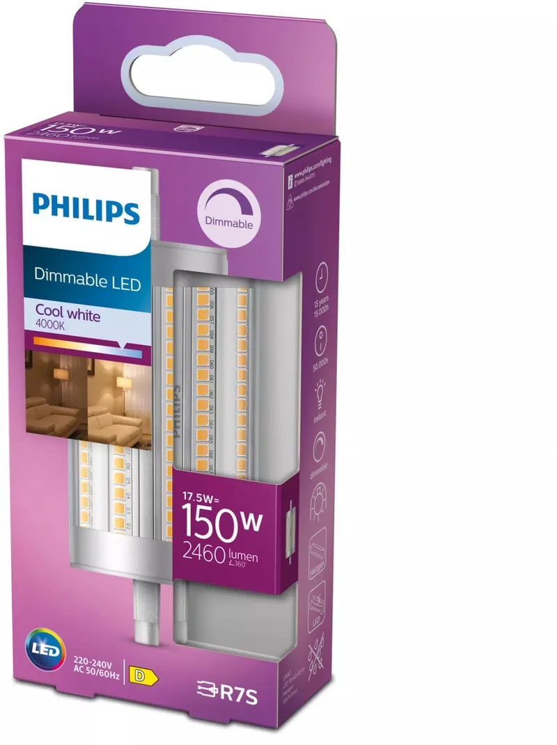 Staaflamp Transparant - 150 W - R7S - Dimbaar koelwit licht från Philips – produktbild