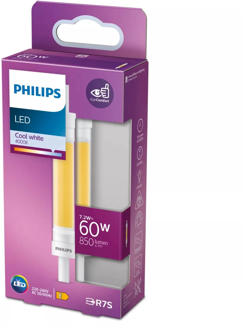 Staaflamp Transparant - 60 W - R7S - koelwit licht fra Philips – produktbillede