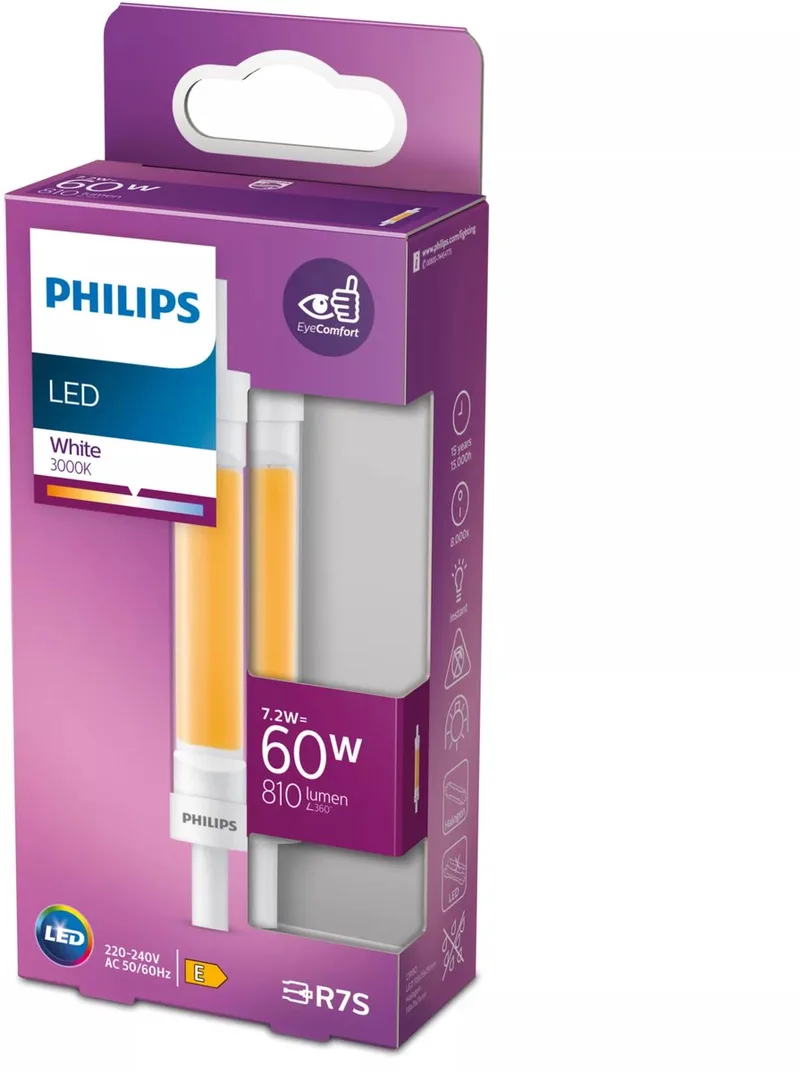 Staaflamp Transparant - 60 W - R7S - wit licht från Philips – produktbild