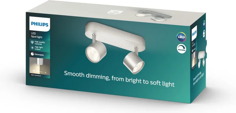 Star opbouwspot - 2-lichts van Philips in Aluminium – productfoto