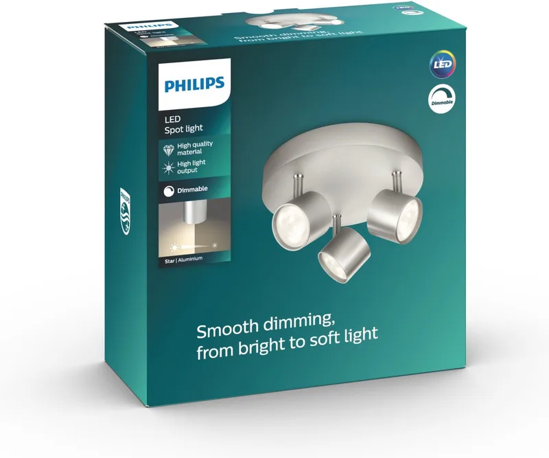 Star opbouwspot - 3-lichts van Philips in Aluminium – productfoto