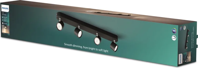 Star ytmonterad spotlight, 4-ljus från Philips i Svart – produktbild