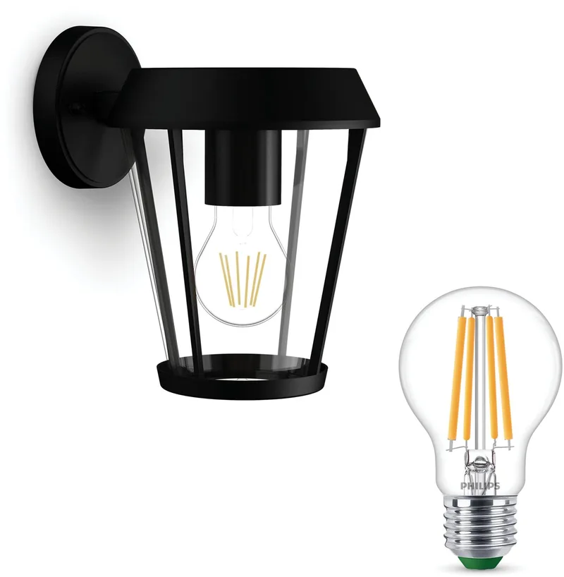 Sunera Wandlamp voor Buiten Down - Buitenlamp - E27 - Warmwit Licht - Niet Dimbaar de Philips en Noir – photo produit